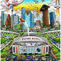 Super Bowl LI in Houston between the New England Patriots and Atlanta Falcons